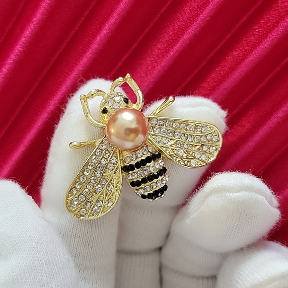 Bee pin bee brooch purse brooch gold pearl brooch pin - Picture 12 of 15